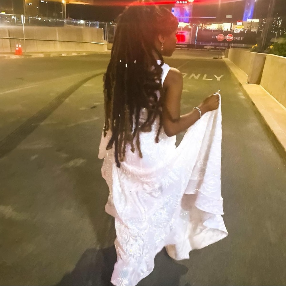 Mermaid Sequin white Prom Dress